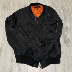 Black bomer jacket with back print